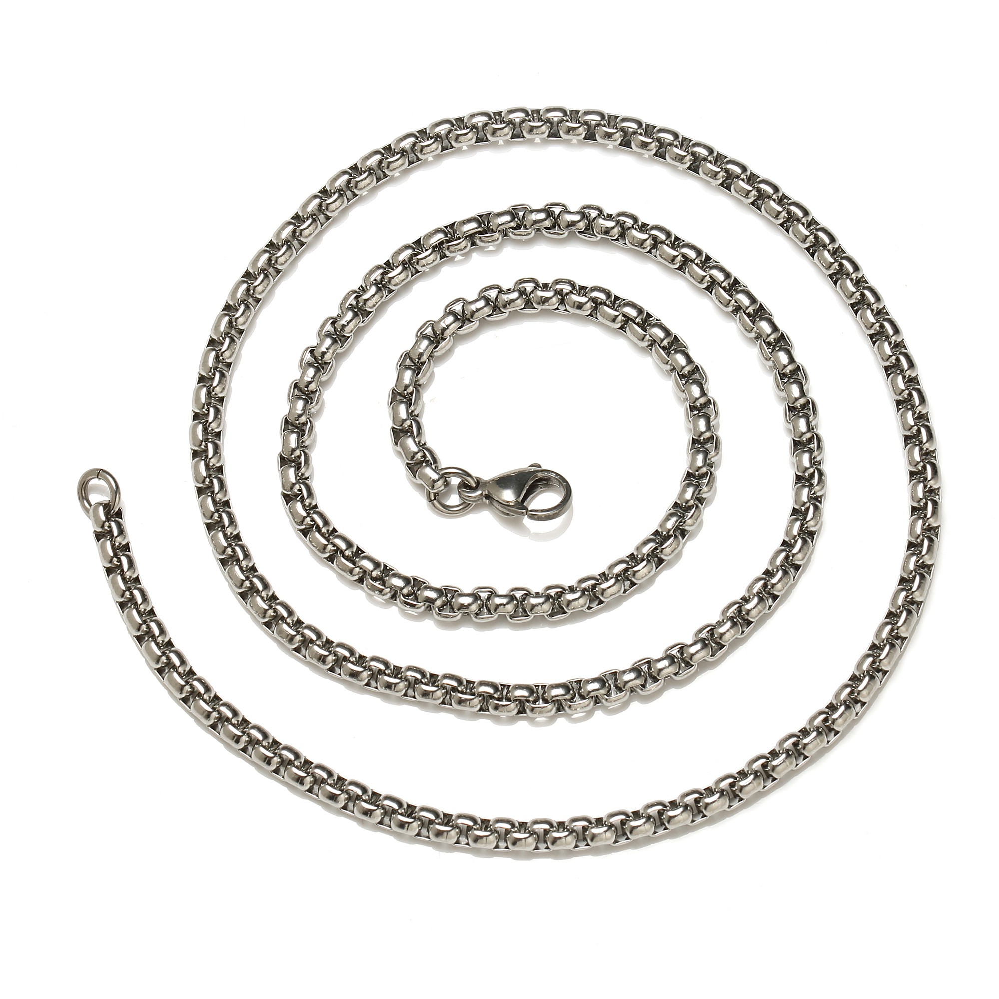 Fashion Jewelry Long Chain Round Skull Shape Stainless Steel Necklace