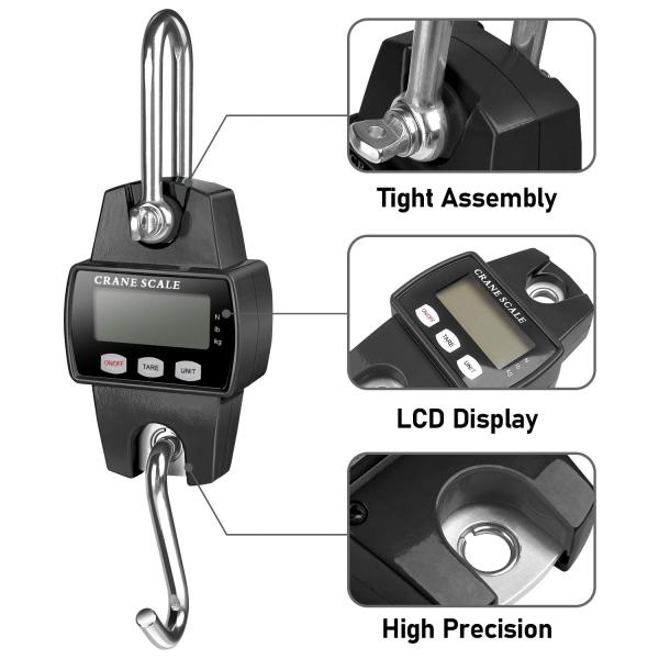 OCS-L Mini Digital Crane Scale Industrial Hook Weighing Scale High Accuracy Digital Load Cell 3*AAA Dry Battery Steel OEM 300KG