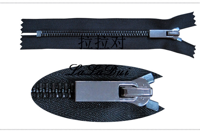 Metal Plated Cover Decorative Purse Zippers Shine Gunmetal Teeth Black Tape