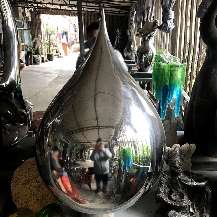 Modern Outdoor Garden Creative Stainless Steel Oval Sphere Sculpture