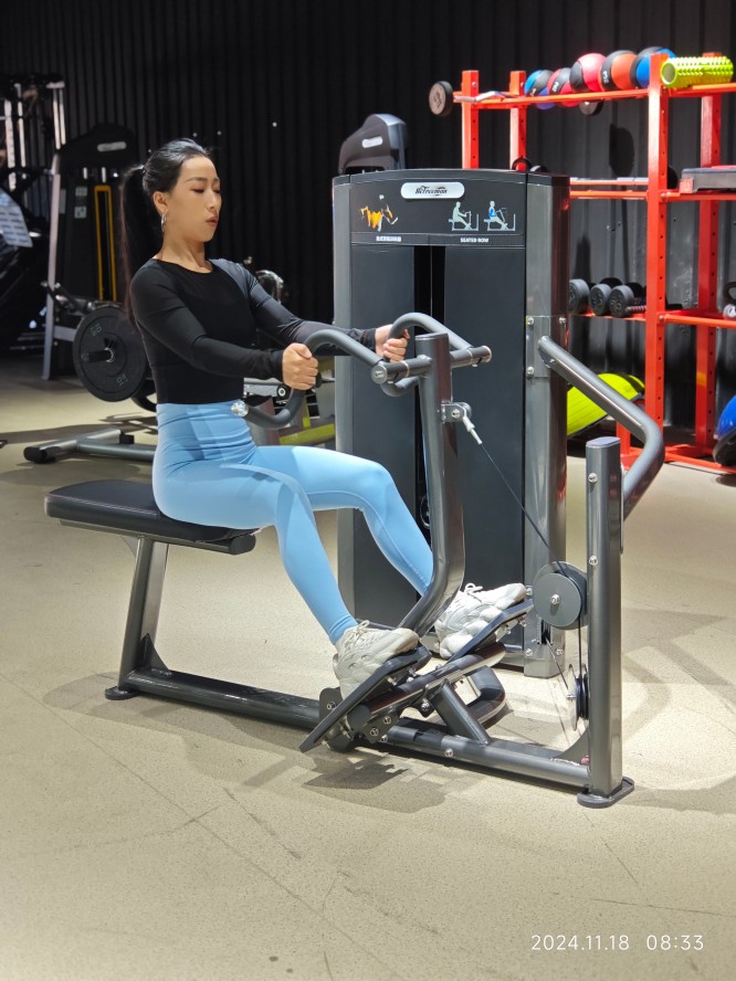 Seated Row Indoor Commercial Pin Loaded Equipment With Self Adjusting Handles