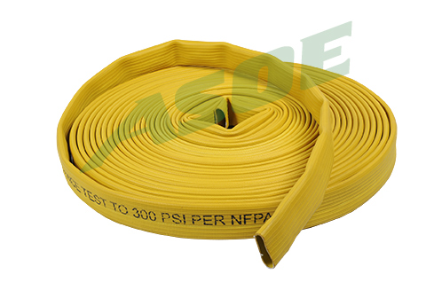 NBR Coverd Smooth Face Lay Flat Fire Hose With Brass Couplings 4 Inch 300 Psi