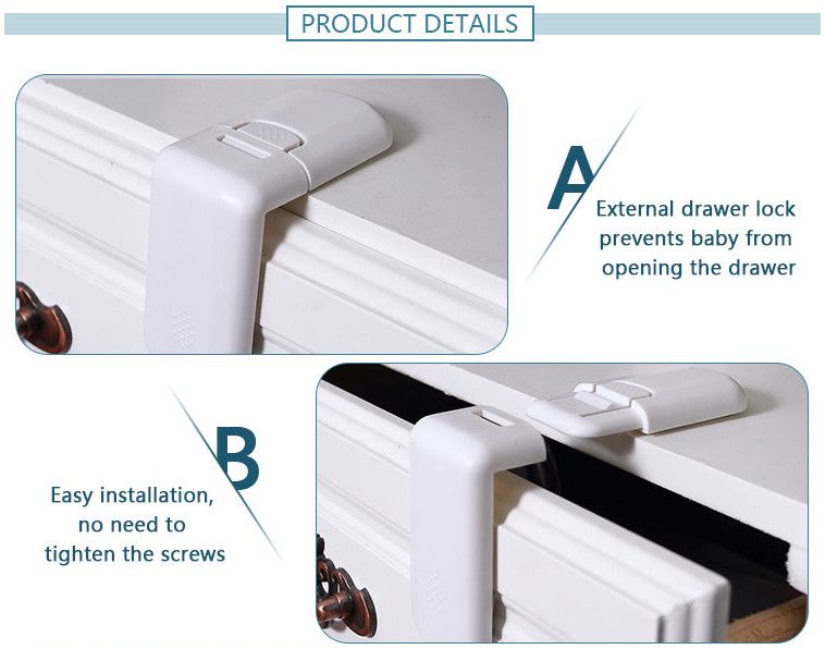 White Right Angel Cabinet Safety Locks Child Proofing Cabinet BY18JHZJS10