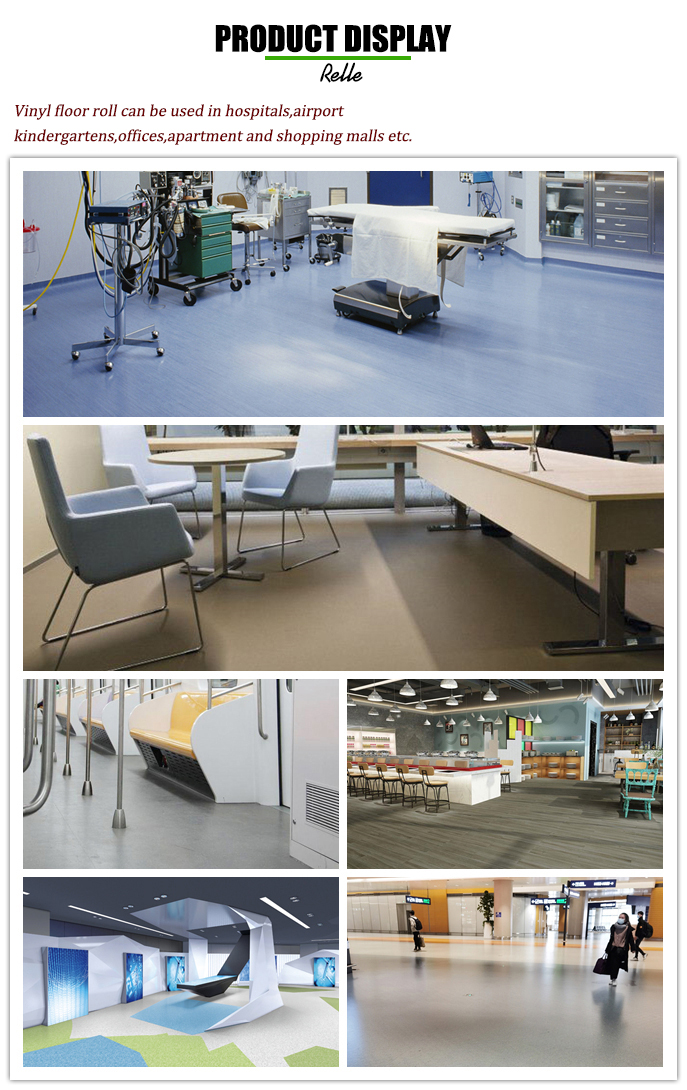 Heterogeneous Sheet Vinyl 2.0mm Relle Flooring With Limestone Composition