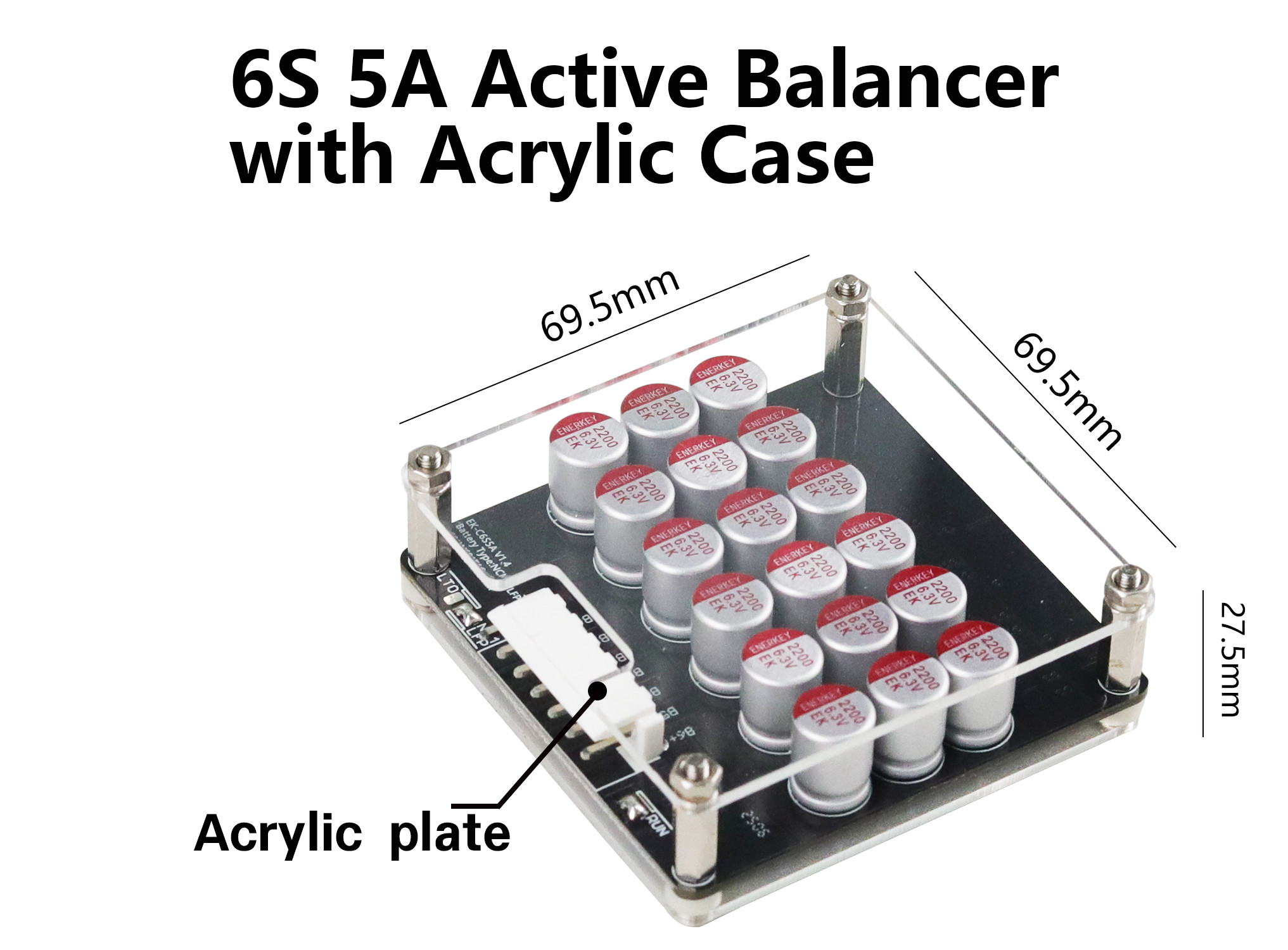 Enerkey 5A 3S 4S 5S 6S 7S 8S 9S 10S 12S 14S 16S 17S 21S Lithium Active Equalizer with Acrylic Plate Li-ion/Lto/Lifepo4 Battery Balancer for Scooter