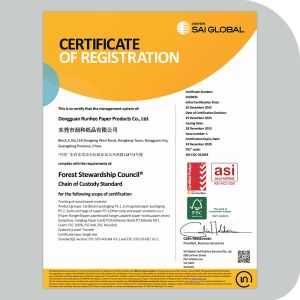 Dongguan Runhee paper products Co.,Ltd Certifications
