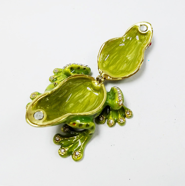3D magnetic frog shape jewelry box party favors metal pewter frog jewelry box