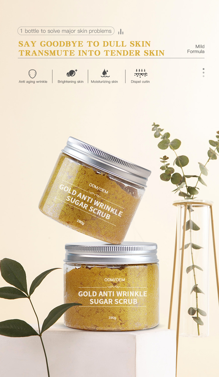210g 24K Gold Exfoliating Sugar Body Scrub OEM Skin Care Products GMPC Approval