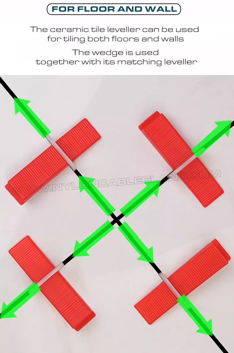 Plastic Tile Leveling System White Tile Leveling Spacer Clip 1.5mm (1/16") with Plier & Wedge, 500 pcs/bag, fit for 3-12mm Thick Tiles