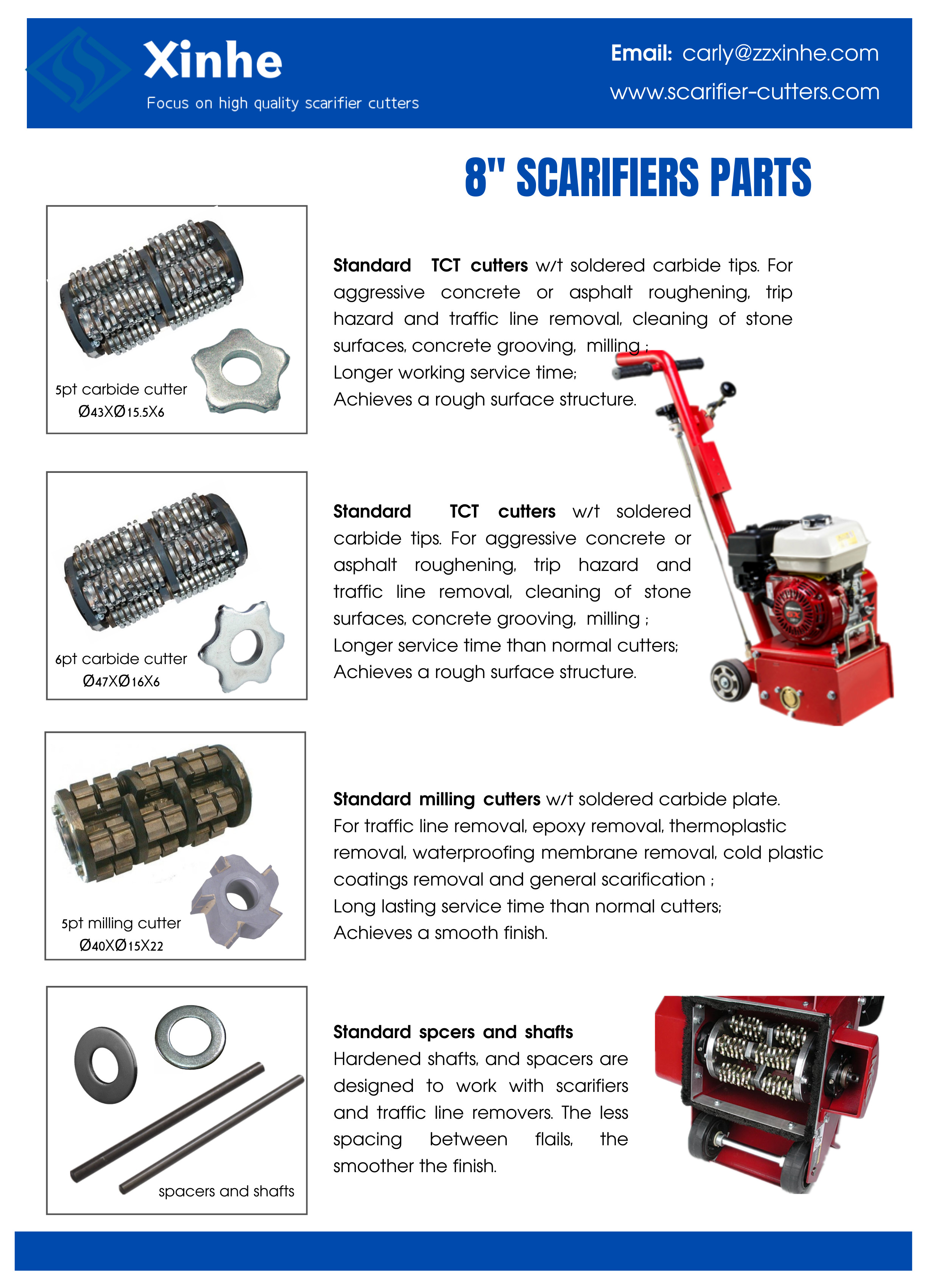 Concrete Scarifier Scabbler Floor Planner Sase Sc10e Sc12e Six Star Tungsten Carbide Milling Cutters