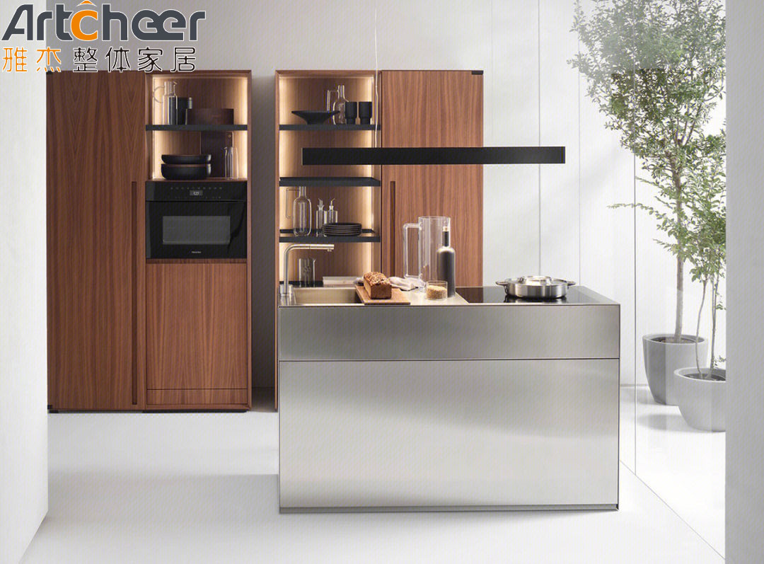 Small Room Kitchen Cabinets with Customized Color and Island Cabinet in Modern Design