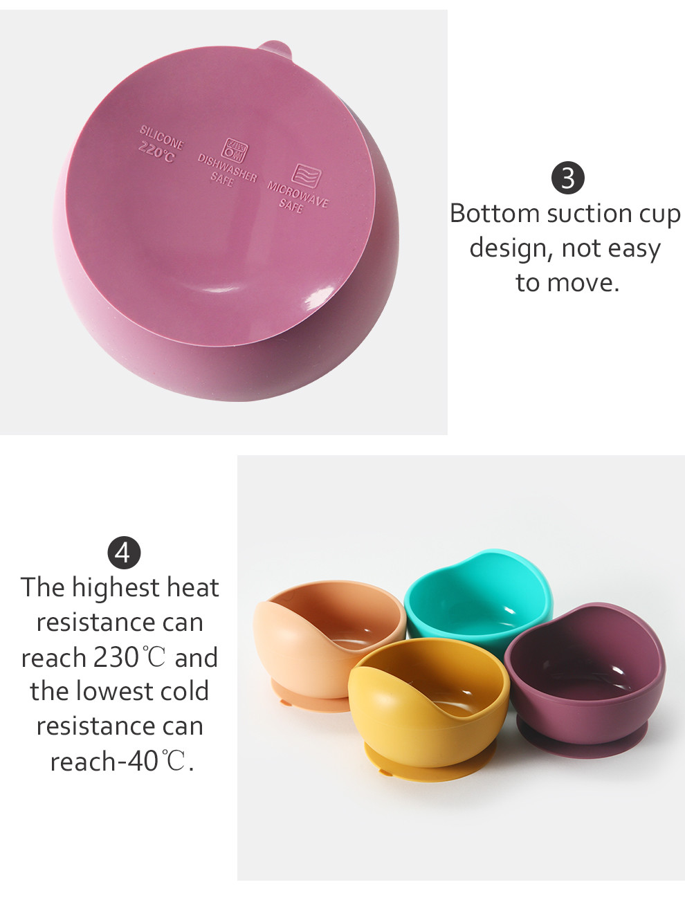 Eco Friendly Silicone Bowl Set Round Shape For Family Travel OEM