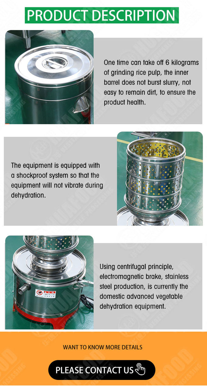 Stainless Steel Fruit 1430RPM Vegetable Spin Dryer Machine