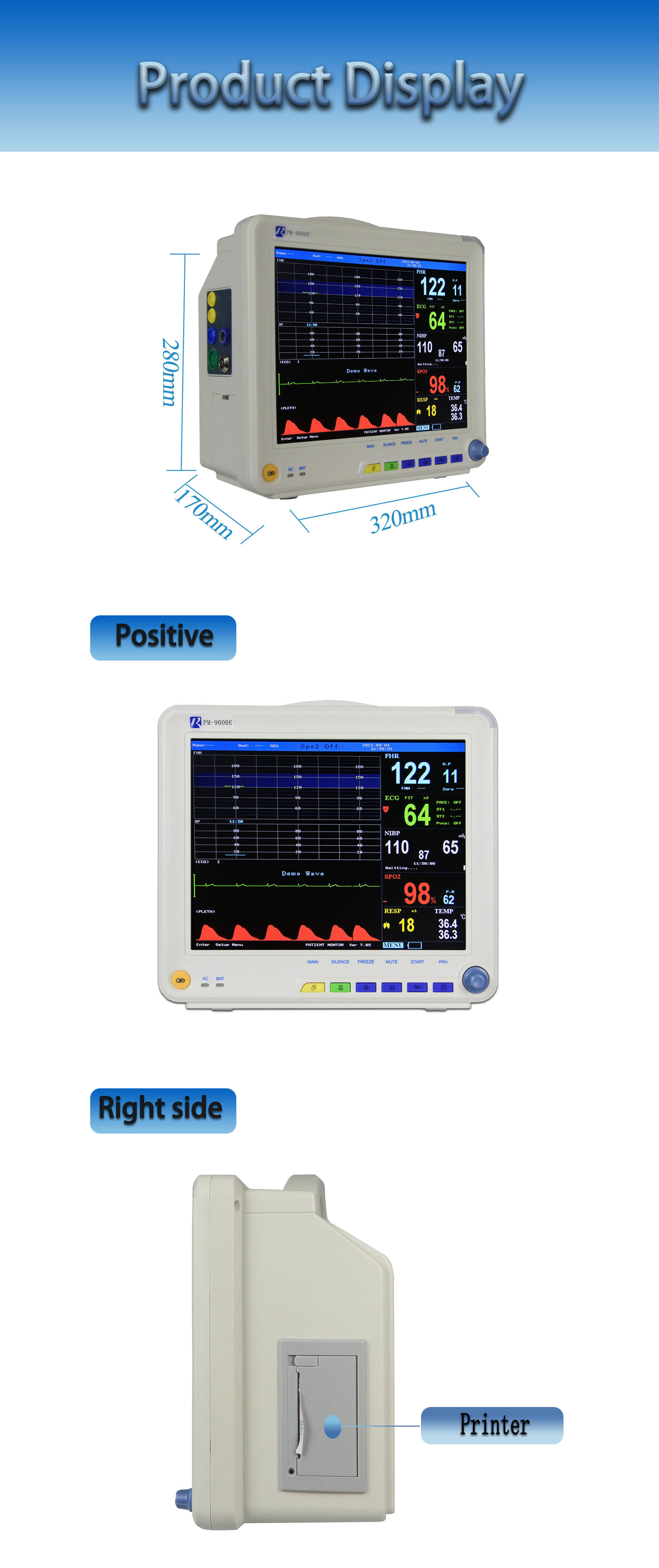 Heart Rate Maternal Fetal Monitor 220V Multi Parameter Monitor