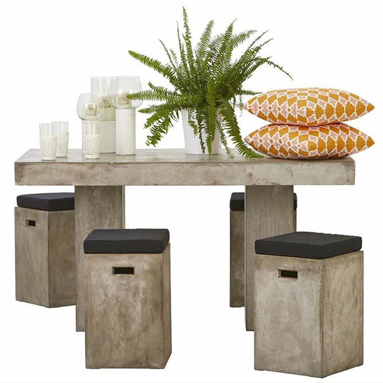 Water Proof Resisitant GRC Concrete Table Set for Enduring Luxury Concrete Outdoor Furniture