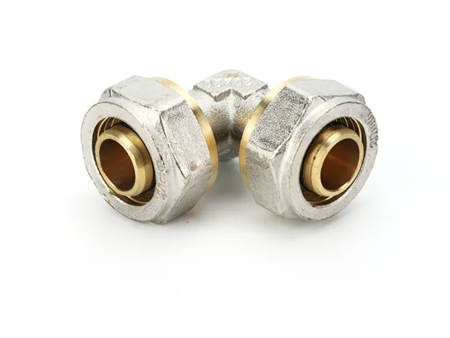 FORGE Brass Fitting Chrome Plated Female Copper Pipe PEX Fittings 16-32MM Double Colors 90Degree Elbow Brass Compression