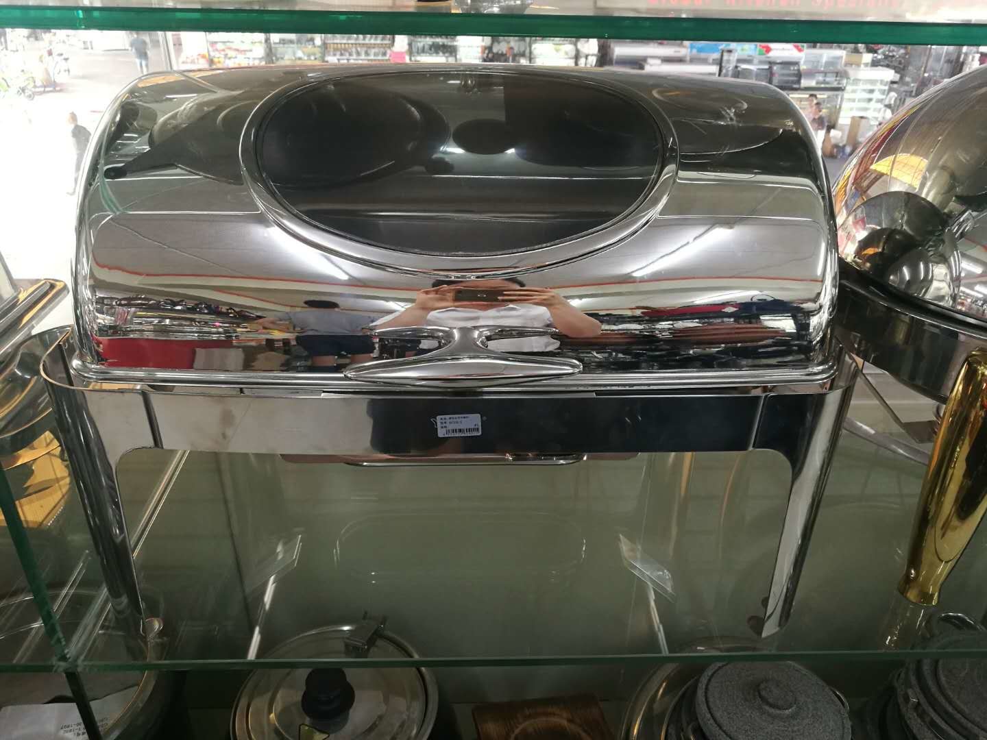 Stainless Steel Chafing Dish With Visual Window Rectangular Cookware GN Food Container 1/1*65MM