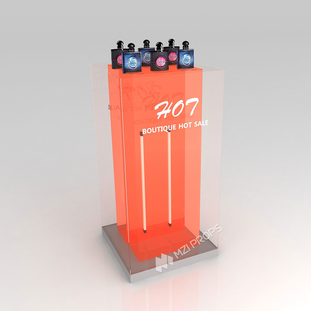 GDR05-JC03 Beauty Display Rack with Front Text Carving and Translucent Light Panel for Fashion Boutique