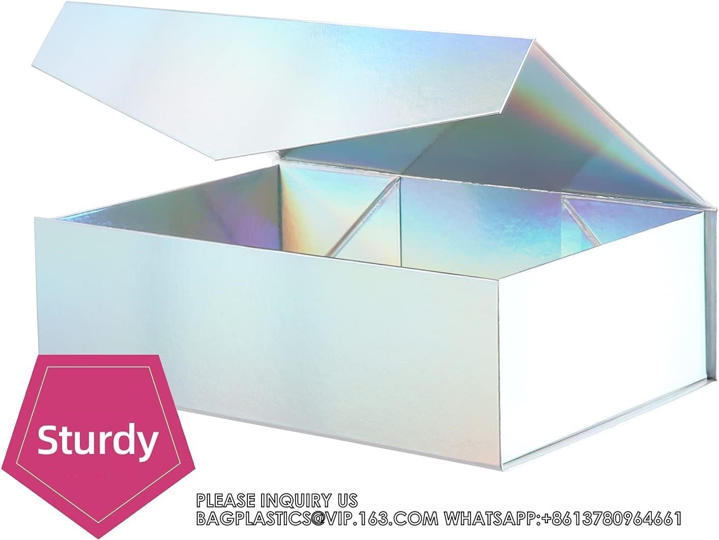 Holographic Silver Gift Boxes, Large Gift Boxes With Lids,Magnetic Closure Gift Boxes Presents, Bridesmaid Proposal