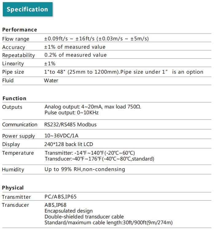 Handleheld DN15-DN6000 Clamp On Ultrasonic Flow Meter