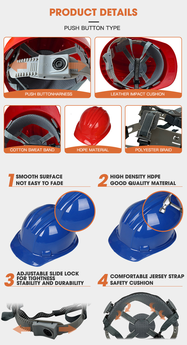 Safety Helmet Construction Crash Safety Helmet For Mining Ppe Helmet ABS HDPE Head Protector