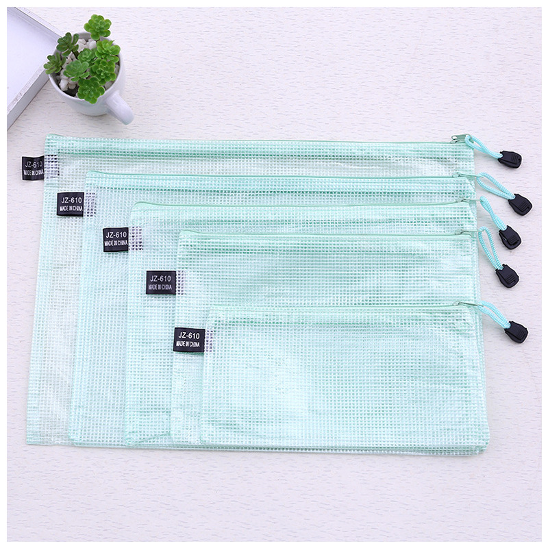Custom A4 B4 Size Clear Waterproof PP Document Bag Mesh Zipper Pouch for Zhejiang OEM