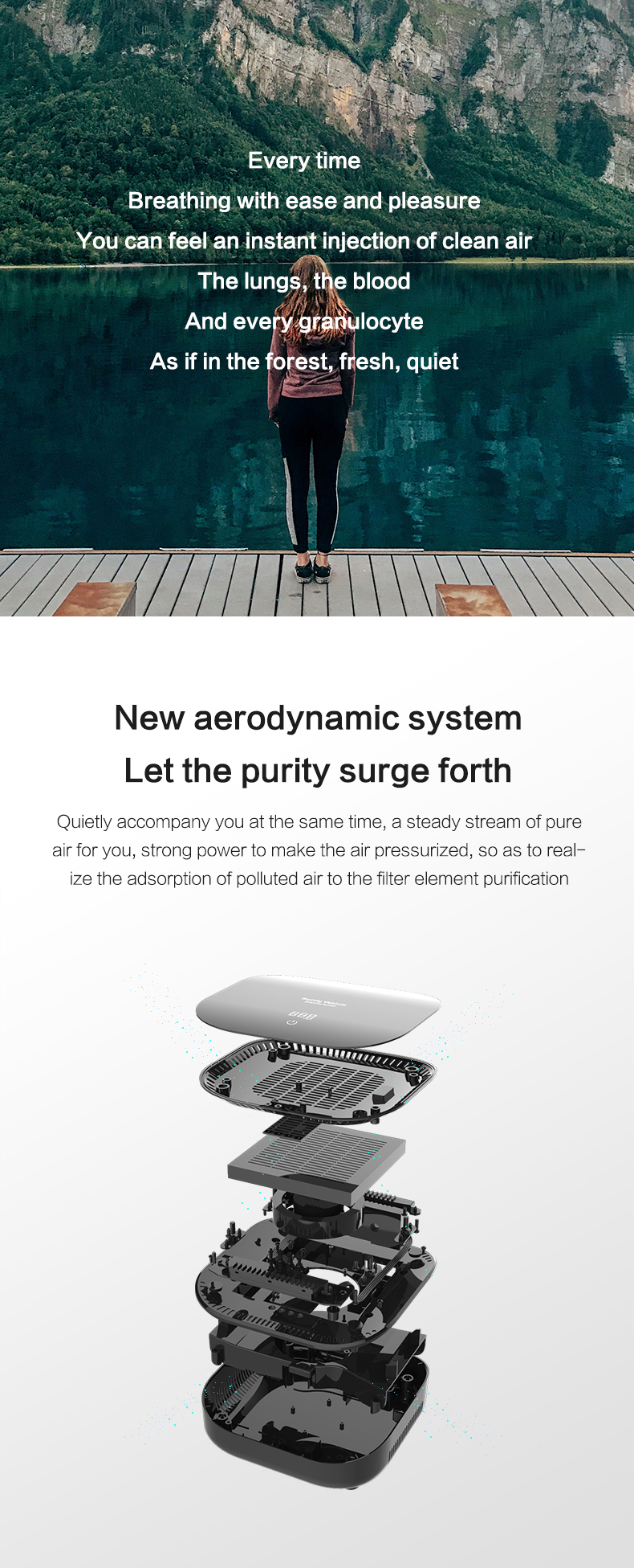 PM2.5 Display Mini Portable Intelligent Air Purifier Smart Touch Car HEPA Filter Air Purifier With Air Quality Sensor