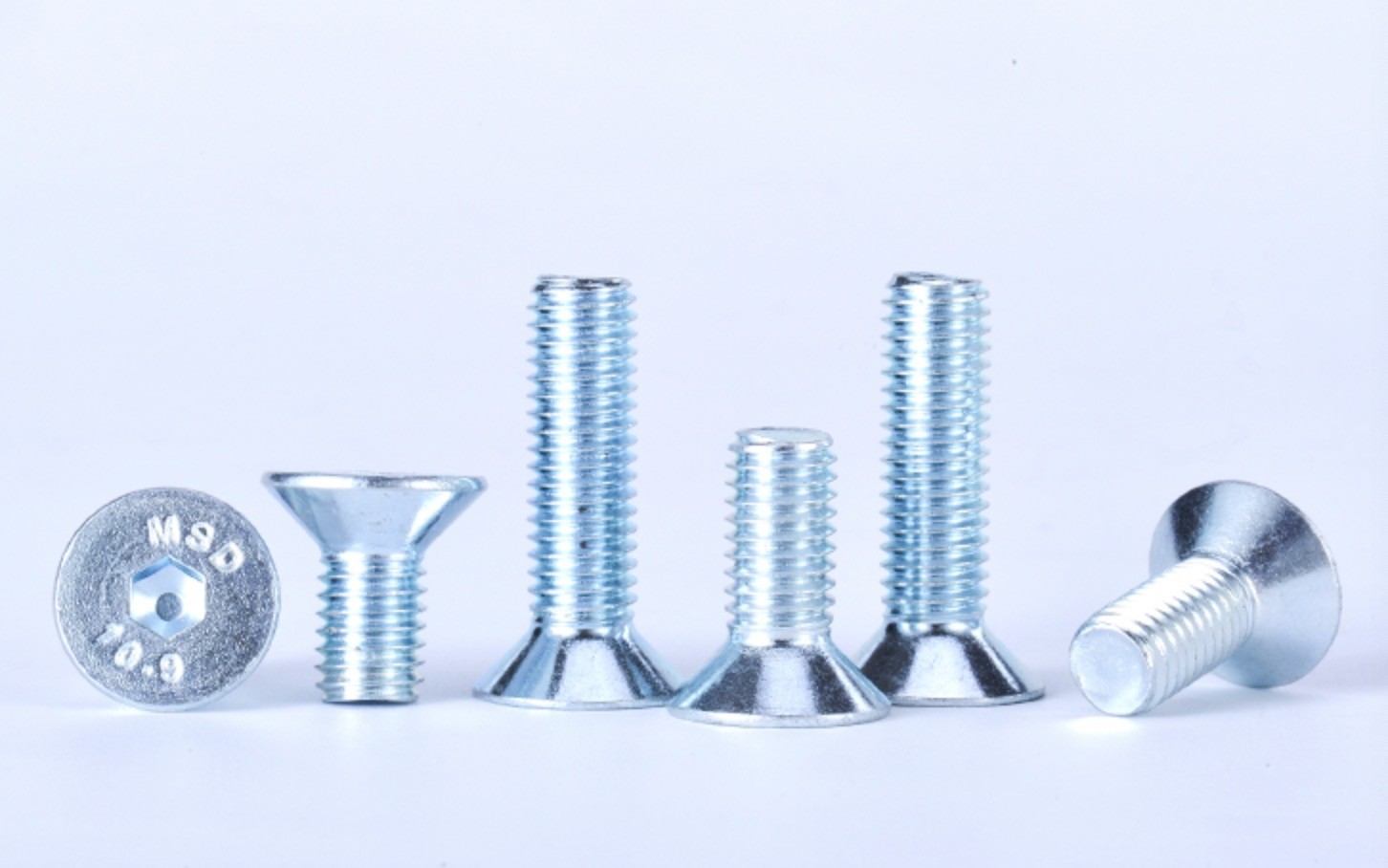 White Zinc Plated Flat Head Socket Drive Machine Screws Countersunk Head Hex Drive Screws