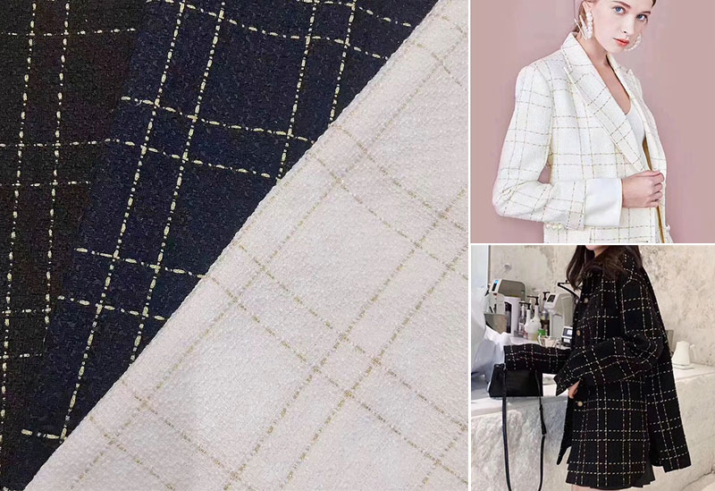 Herringbone Check Polyester Worsted Tweed Wool Fabric 150cm Width