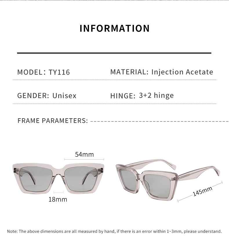Daily Outdoor Square Acetate Sunglasses TAC lens Unisex OEM