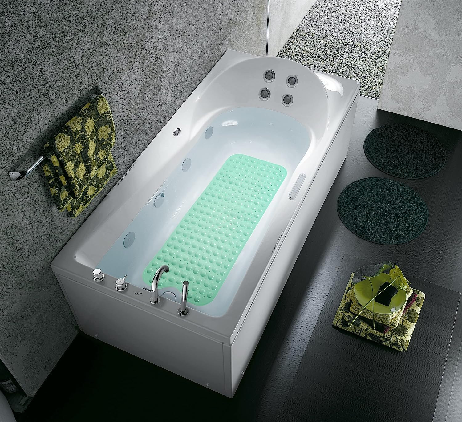 Rectangular Nontoxic Silicone Shower Mat Foot Massage Odorless