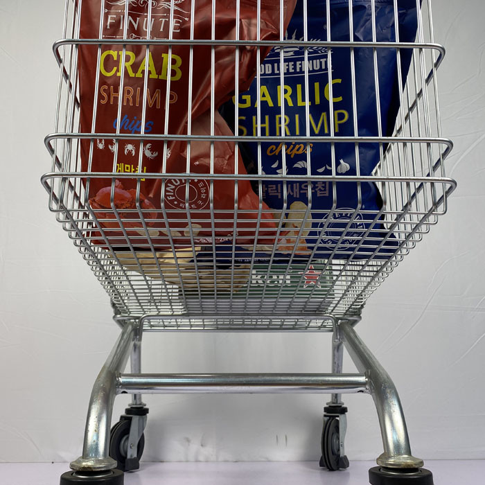 Super Large 275L Grocery Shopping Trolley Q195 Steel Metal Shopping Cart