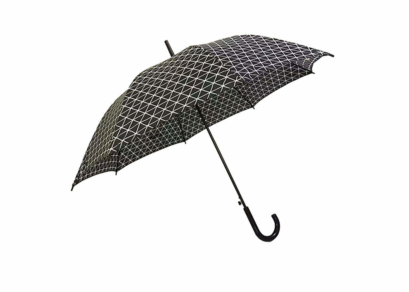 J Hook Auto Open Stick Umbrella Metal Shaft Ribs For Rain Shine Weather