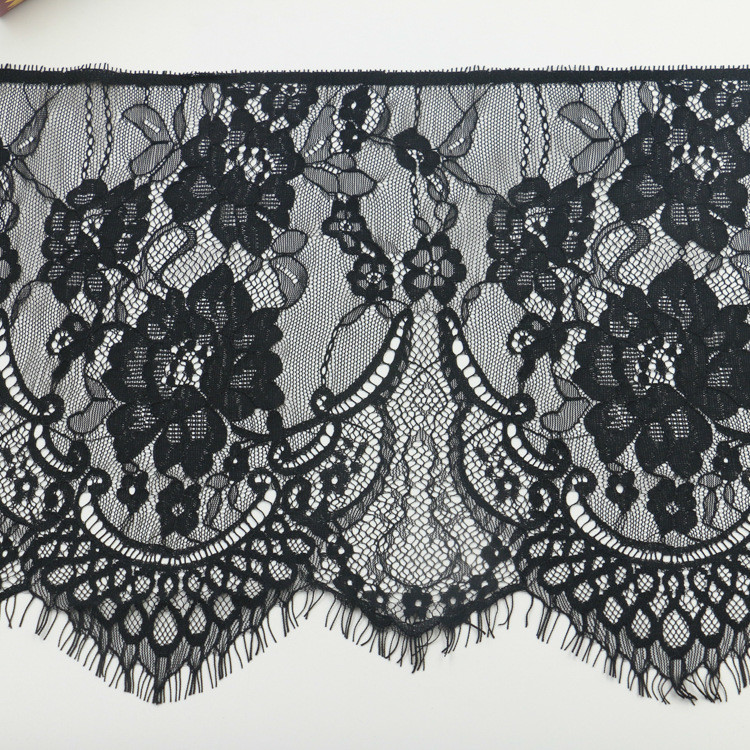 eyelash lace border/lace edged / soft lace with Black / Ivory Double Color
