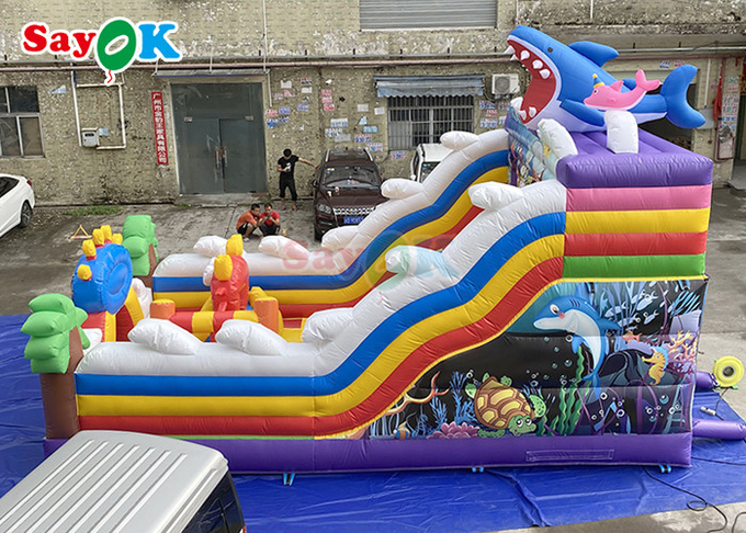 Inflatable Shark Slide Commercial Inflatable Bouncer Slide Cartoon Inflatable Bounce House Kids Jumping Slide