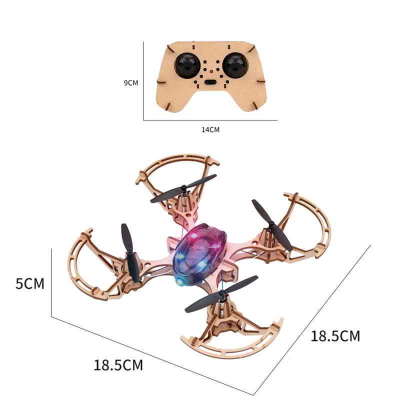 2.4g Remote Control Quadcopter Set Bemay Toy Wooden Assemble Educational Rc Drone Kit