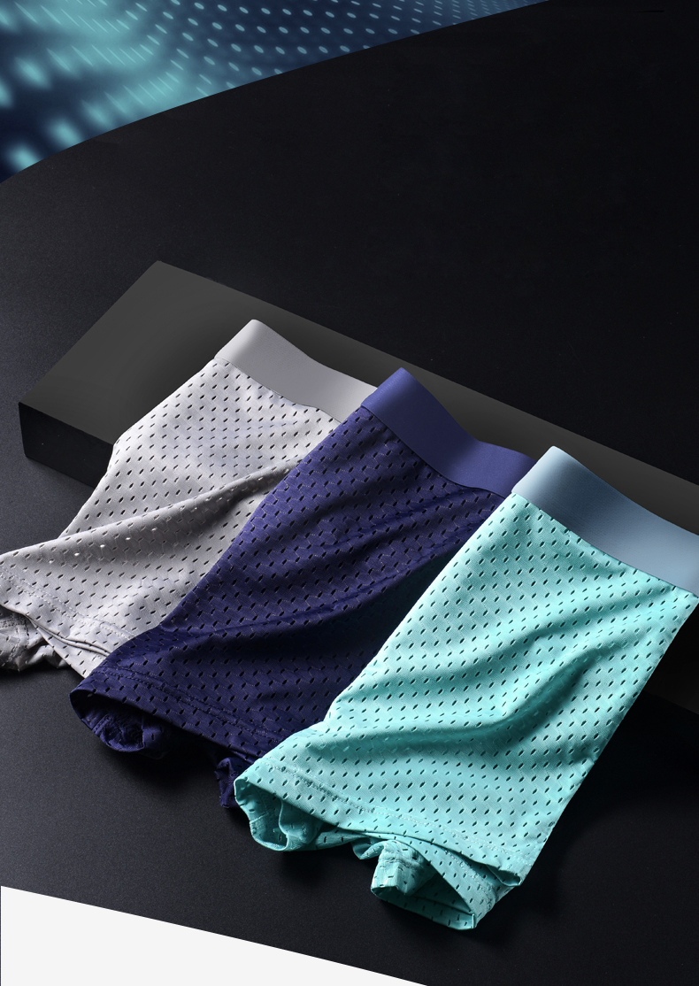 Anti-Bacterial Plus Size Boxer Shorts Ice Silk Men'S Polyester Spandex Boxer Briefs