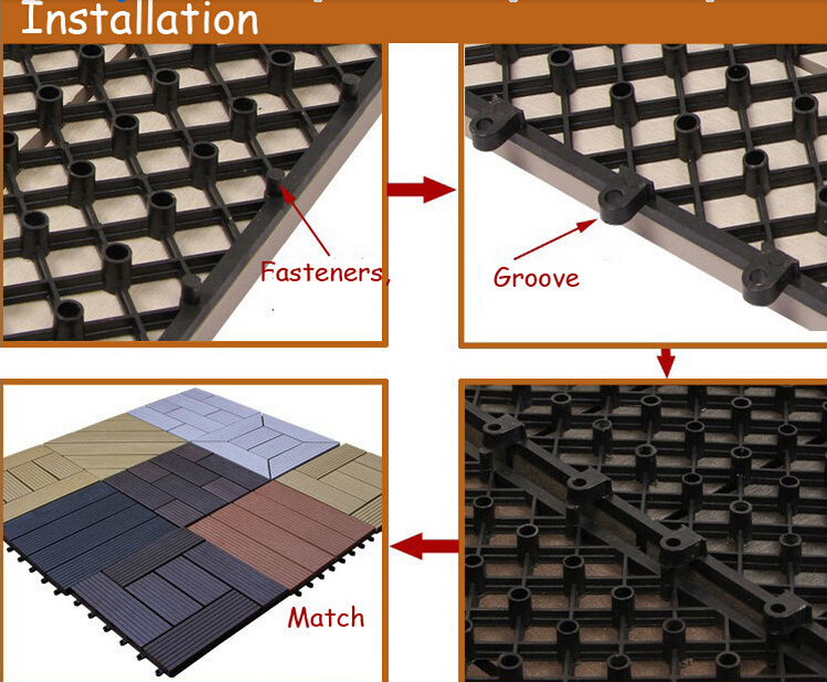 Rapid Installation Garden 23mm Diy Decking Tiles UVproof Wpc Exterior Cladding