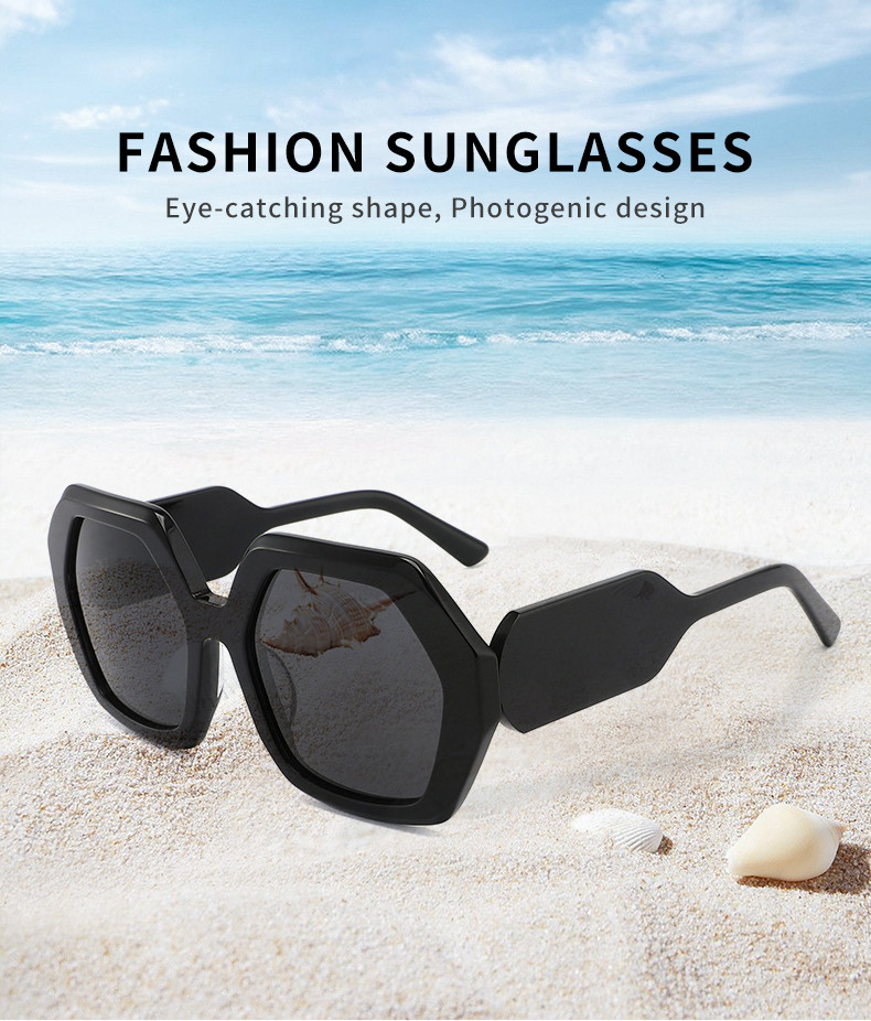 Vintage Polygonal Acetate Eyewear Frames Thick 100% UV - Blocking Lenses