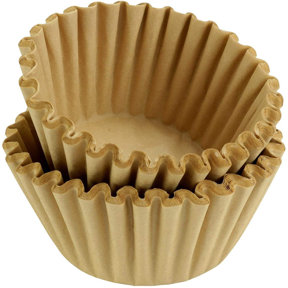 Brown Basket Bowl Shape Wave 4 Cup Basket Paper Coffee Filters Unbleached