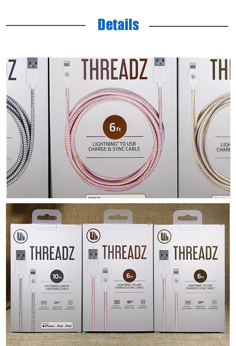 Electronic Charging Data Cable Packaging Box Embossed Chipboard