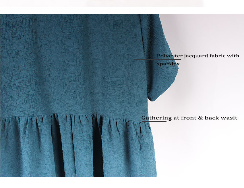 Polyester Jacquard Solid Colors Short Sleeve Maxi Dress