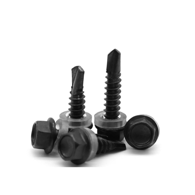 ISO Standard M3 M4 12mm Length Yellow Black Zinc Plated Hex Washer Head Self-Drilling Screw for Wood