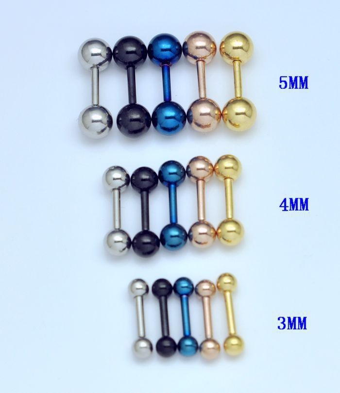 Retro 3 4 5 mm Men's Stainless Steel Ball Barbell Ear Piercing Studs Earrings Black Golden Sale Fashion