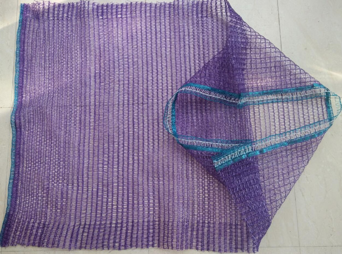 Purple Raschel Plastic Mesh Netting Bags Drawstring For Vegetables / Fruits
