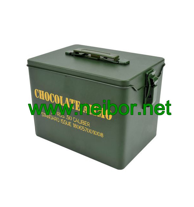 Lockable stackable and Reusable Small Chocolate Ammo Can fake military metal case