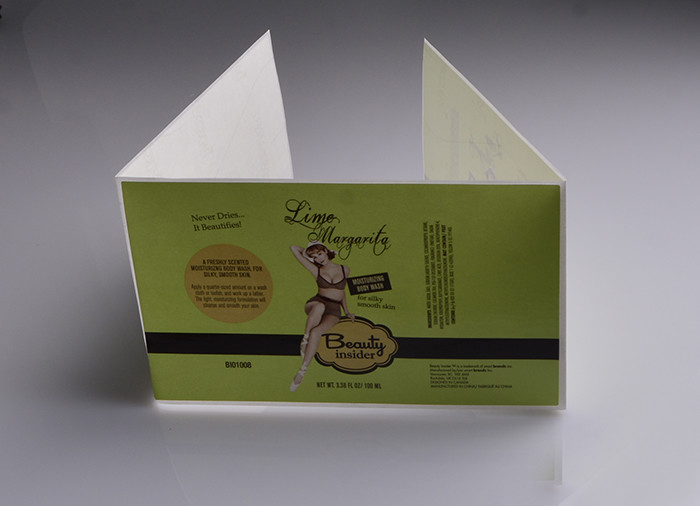 Printing custom waterproof adhesive sticker labels for bodywash bottle packaging