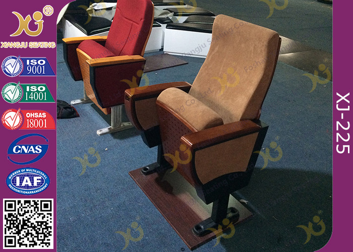 Auditorium Conference Hall Chairs With Durable Plywood Writing Table / Large Iron Leg