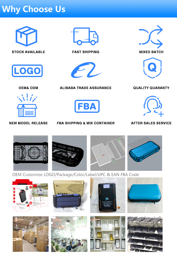 Water Proof Travel Solar Power Bank 20000mah Solar Charger For Mobile Phone