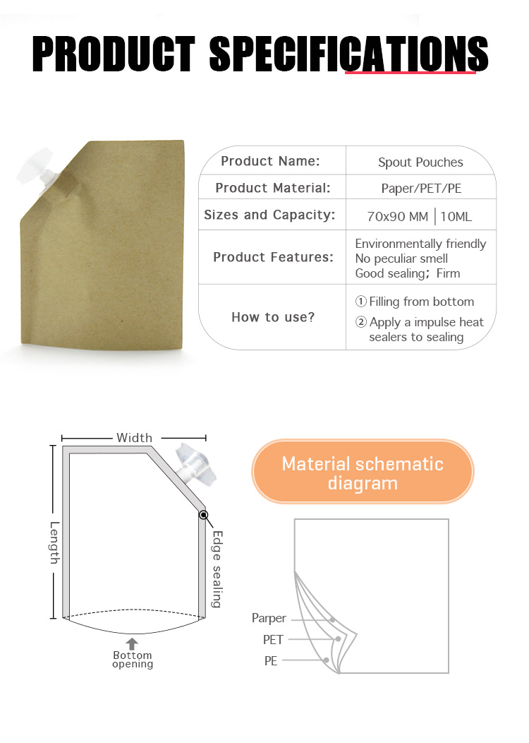 LDPE Multiwall Standing Pouch Kraft Paper 100 Microns Cream Packaging Bag